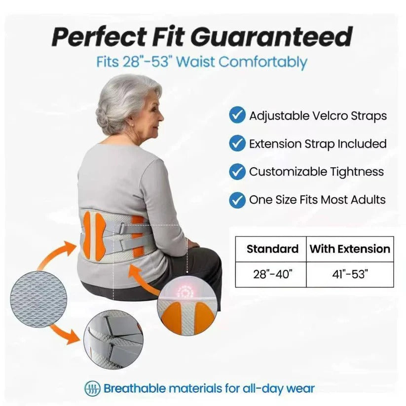 Adjustable Lumbar Support Back Brace for Lower Back Pain Relief - Ergonomic Design for Comfort & Stability