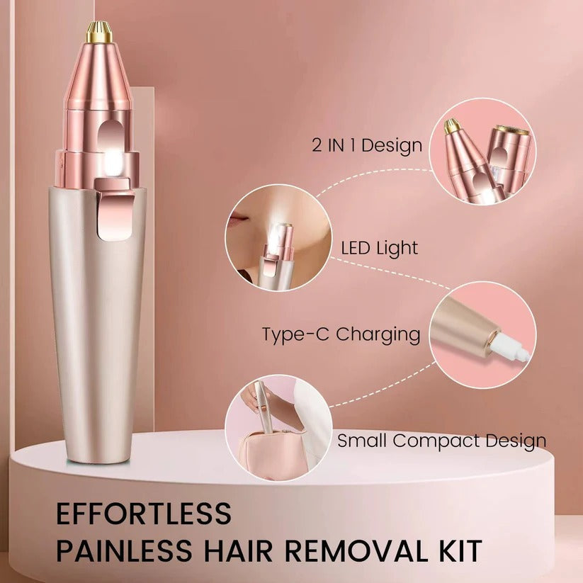 Women's LED Facial Hair Epilator & Eyebrow Shaver – Painless Hair Removal Tool for Smooth Skin