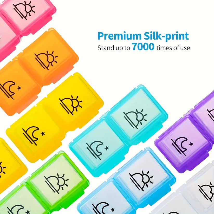 31-Day AM/PM Pill Organizer with Extra-Large Storage Case & Custom Label Stickers for Daily Medication Management