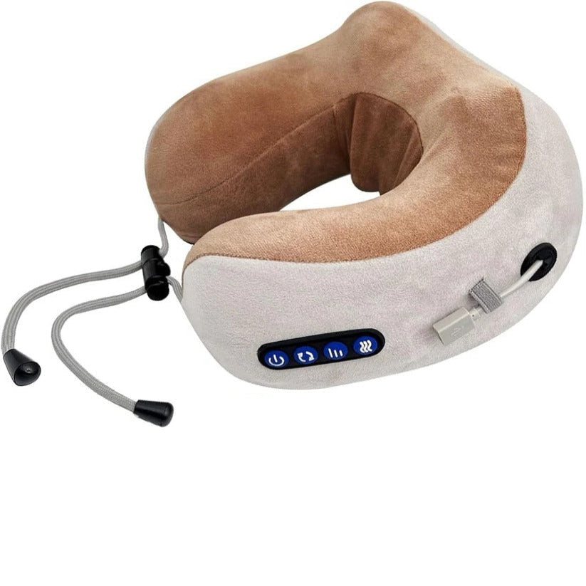 Ergonomic Travel Neck Pillow with Built-In Massager - Ultimate Relaxation Support for Comfortable Journeys