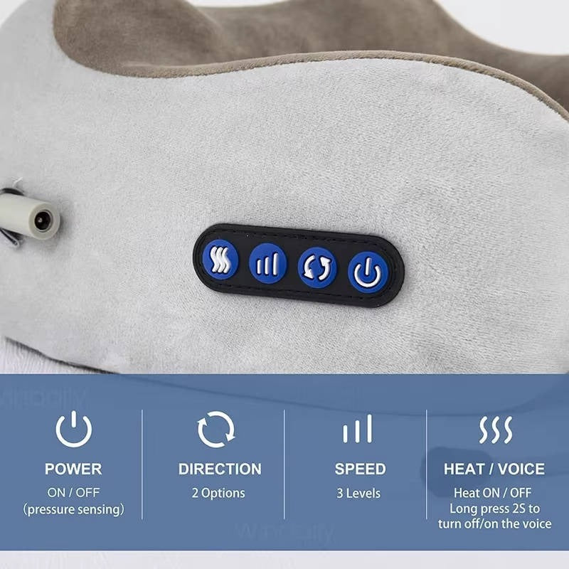 Ergonomic Travel Neck Pillow with Built-In Massager - Ultimate Relaxation Support for Comfortable Journeys