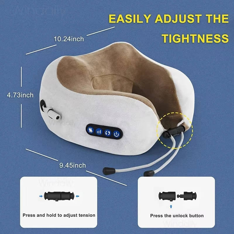 Ergonomic Travel Neck Pillow with Built-In Massager - Ultimate Relaxation Support for Comfortable Journeys