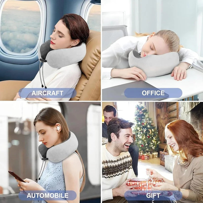 Ergonomic Travel Neck Pillow with Built-In Massager - Ultimate Relaxation Support for Comfortable Journeys