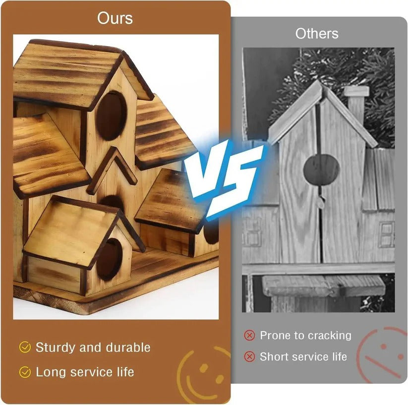 Charming Decorative Villa Design Hanging Wooden Bird House for Outdoor Gardens - Perfect for Attracting Birds