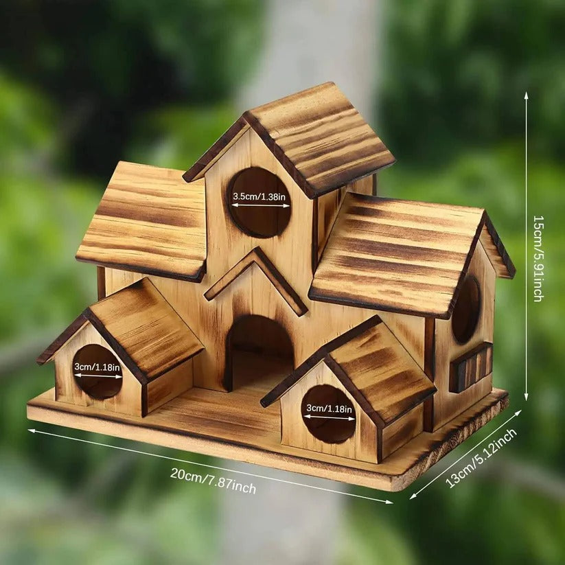 Charming Decorative Villa Design Hanging Wooden Bird House for Outdoor Gardens - Perfect for Attracting Birds
