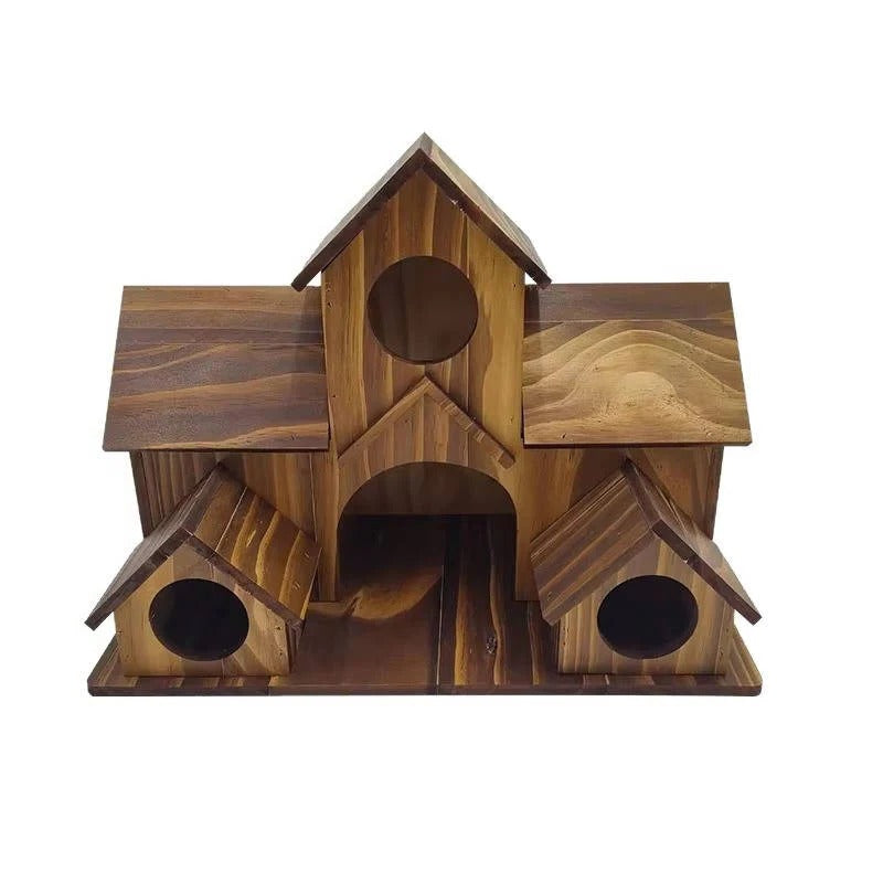 Charming Decorative Villa Design Hanging Wooden Bird House for Outdoor Gardens - Perfect for Attracting Birds