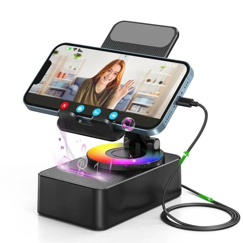 5-in-1 Wireless Bluetooth Speaker with Foldable Phone Stand, LED Lighting, and Enhanced Sound Quality - Perfect for Home, Travel, and Parties
