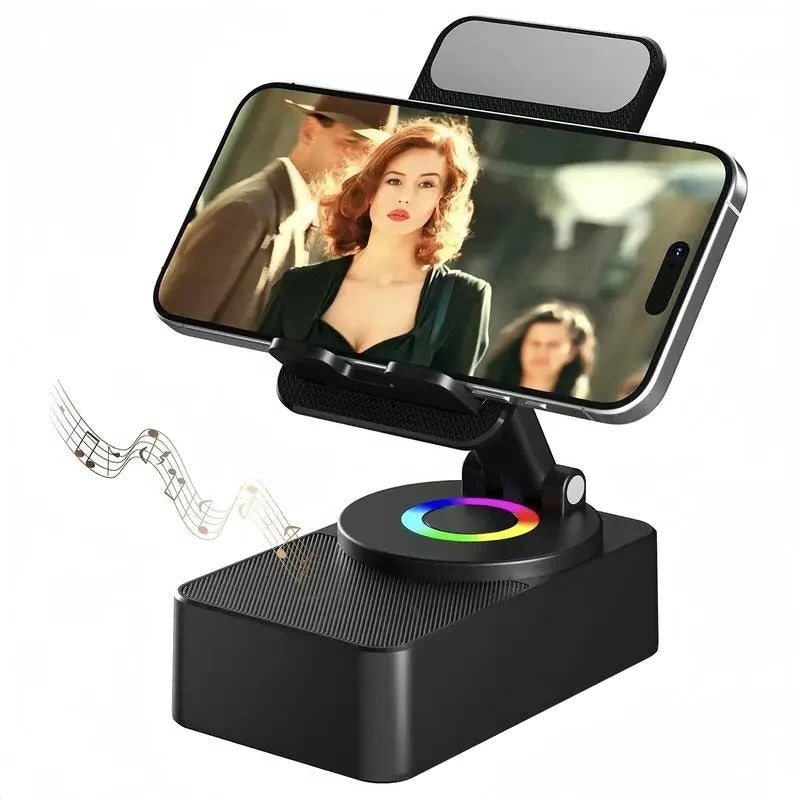 5-in-1 Wireless Bluetooth Speaker with Foldable Phone Stand, LED Lighting, and Enhanced Sound Quality - Perfect for Home, Travel, and Parties