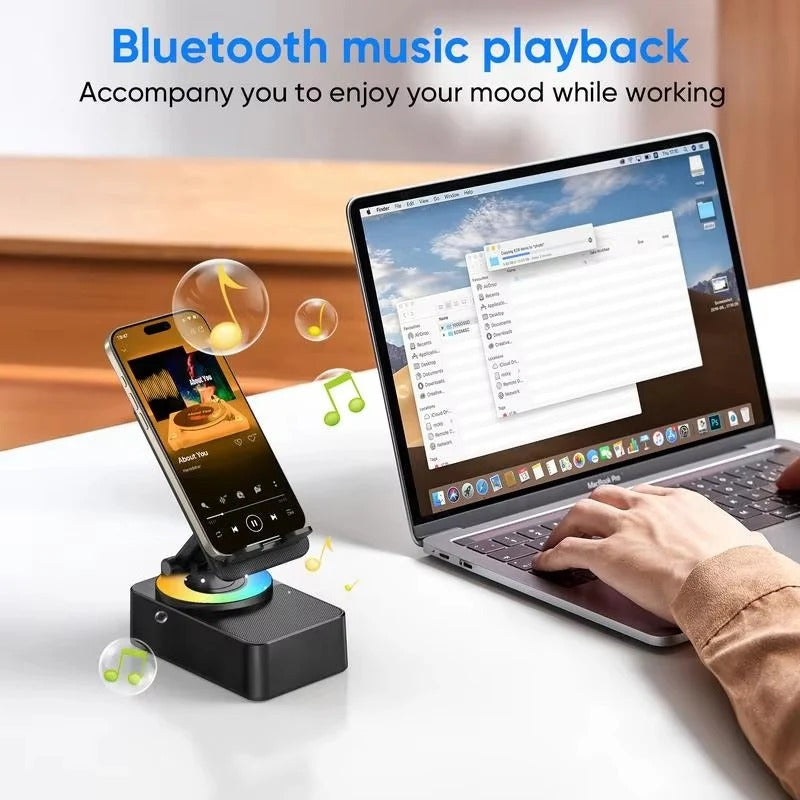 5-in-1 Wireless Bluetooth Speaker with Foldable Phone Stand, LED Lighting, and Enhanced Sound Quality - Perfect for Home, Travel, and Parties