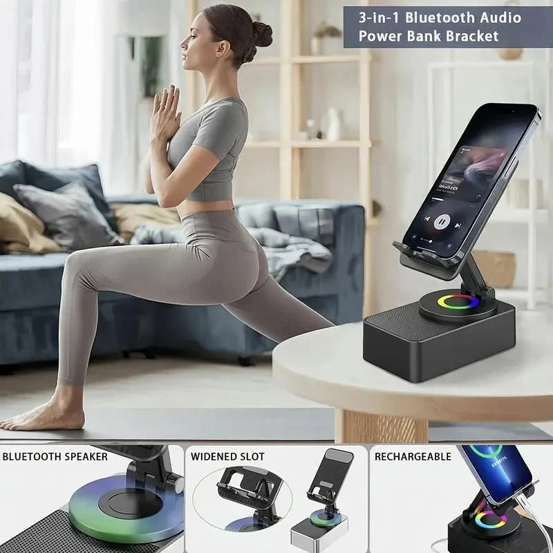 5-in-1 Wireless Bluetooth Speaker with Foldable Phone Stand, LED Lighting, and Enhanced Sound Quality - Perfect for Home, Travel, and Parties