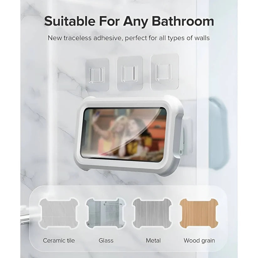 360-Degree Rotating Wall Mount Bathroom Phone Holder for Smartphones up to 6.8 Inches - Perfect for Hands-Free Use