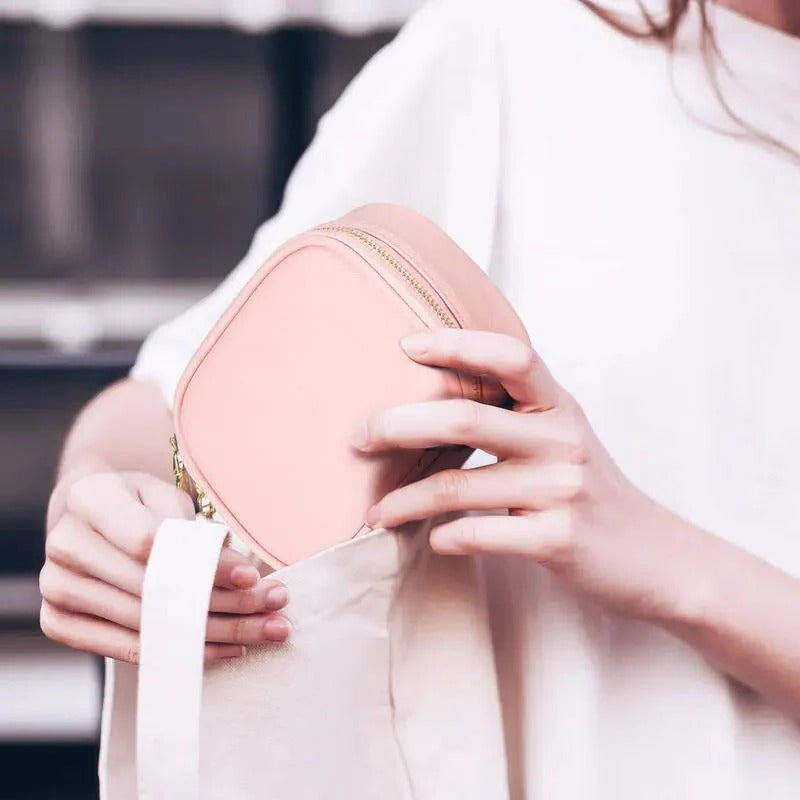 Portable Travel Cosmetic Case with Adjustable LED Mirror & Multi-Compartment Organizer - Ideal for Makeup on the Go