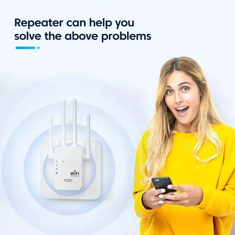 Dual Band Wi-Fi Range Extender with 4 High-Gain Antennas & Ethernet Port - Ultimate Whole Home Coverage Solution