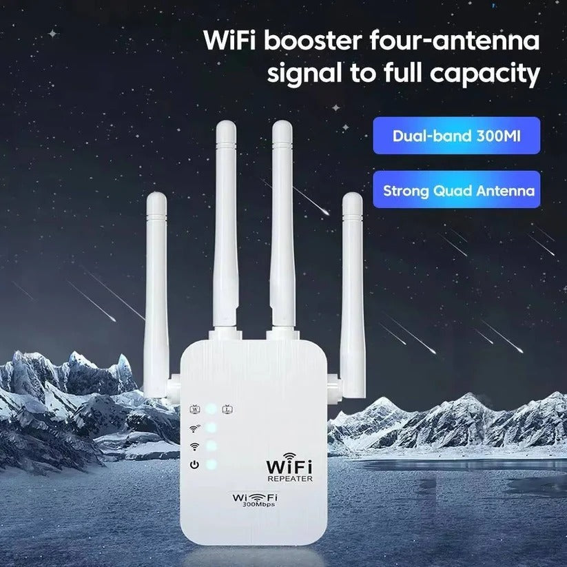 Dual Band Wi-Fi Range Extender with 4 High-Gain Antennas & Ethernet Port - Ultimate Whole Home Coverage Solution