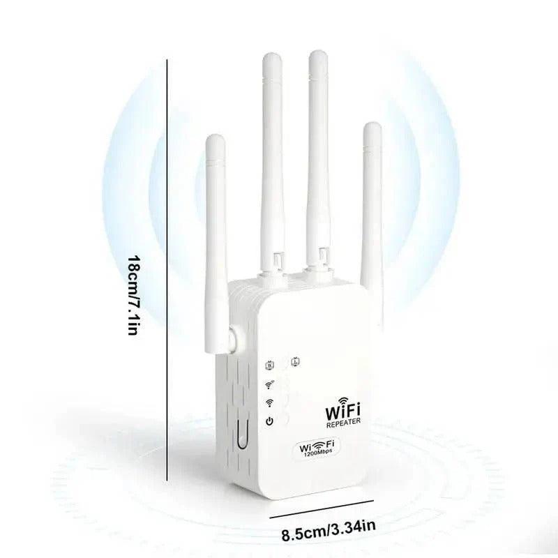 Dual Band Wi-Fi Range Extender with 4 High-Gain Antennas & Ethernet Port - Ultimate Whole Home Coverage Solution