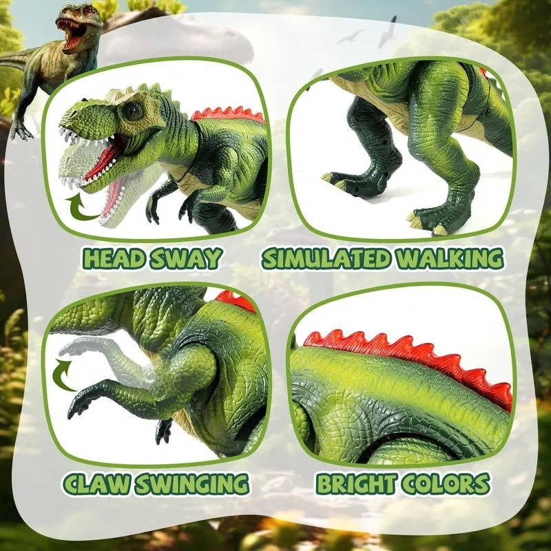 Remote Control T-Rex Dinosaur Toy with Mist Spray, Roaring Sounds, and LED Lights - Interactive Jurassic Adventure for Kids