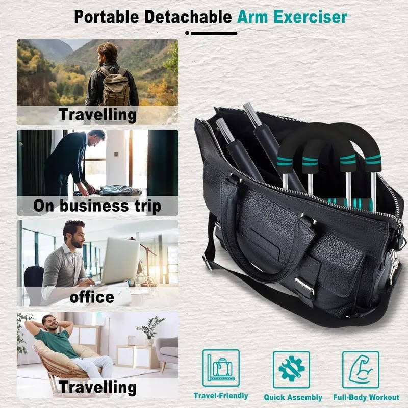 Adjustable Portable Chest & Arm Resistance Trainer for Men - 60-90 lbs Workout Resistance for Strength Training