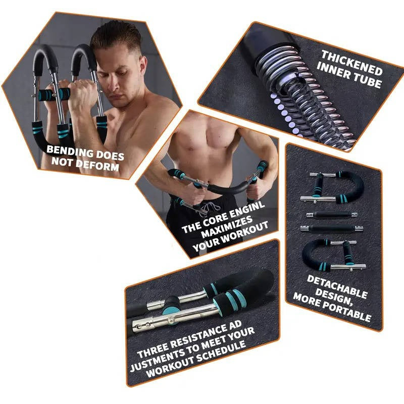 Adjustable Portable Chest & Arm Resistance Trainer for Men - 60-90 lbs Workout Resistance for Strength Training