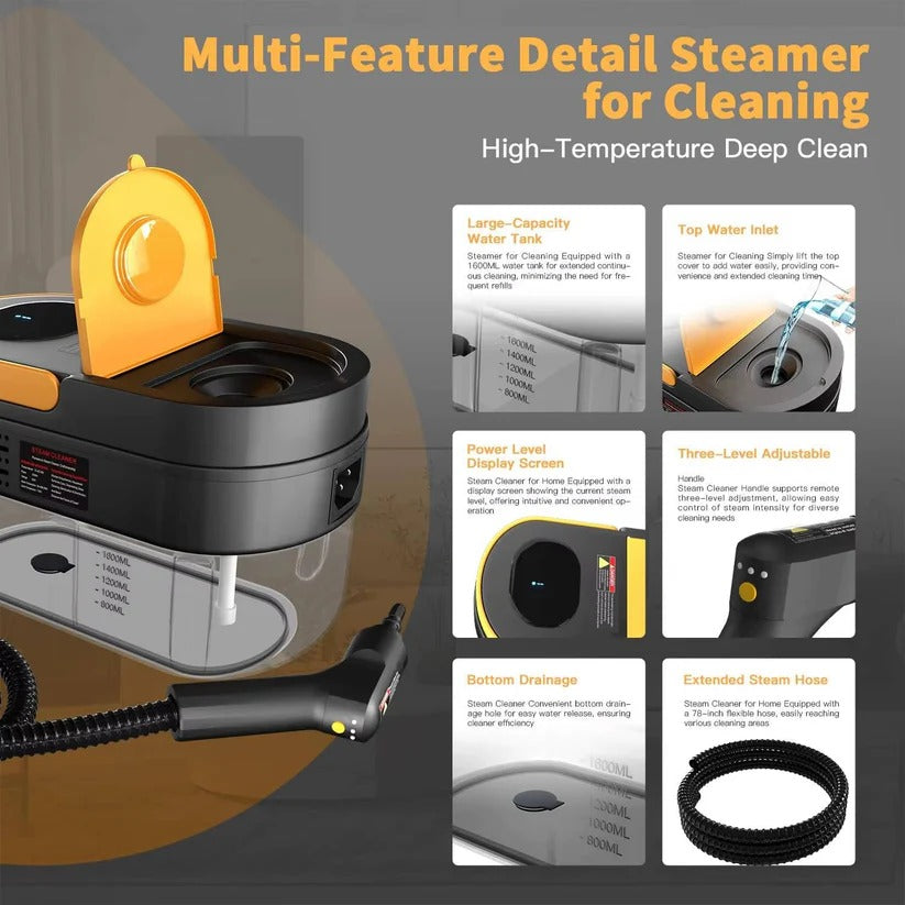 Versatile Handheld Steam Cleaner for Home & Car - Perfect for Tile, Grout, and Floor Surfaces