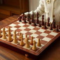 Premium Folding Walnut Wood Chess Set with Weighted Pieces & Convenient Storage - Perfect for Home & Travel