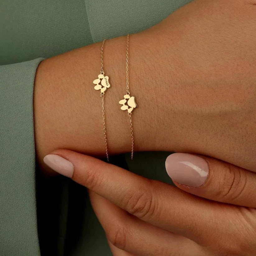 Personalized Custom Pet Paw Print Bracelet - Unique Symbol of Love for Pet Owners