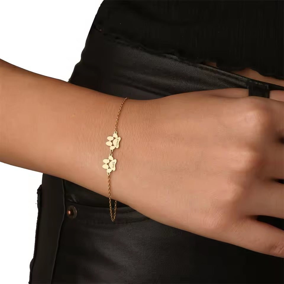 Personalized Custom Pet Paw Print Bracelet - Unique Symbol of Love for Pet Owners