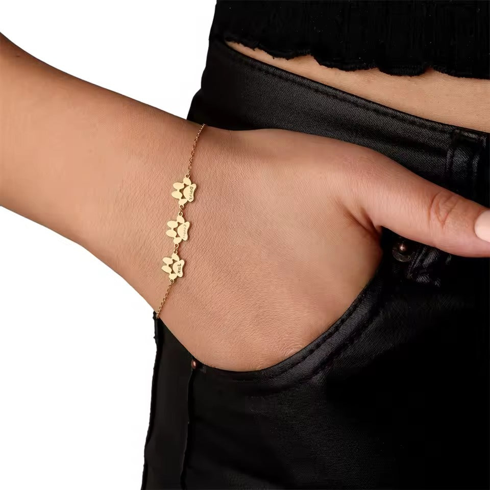 Personalized Custom Pet Paw Print Bracelet - Unique Symbol of Love for Pet Owners