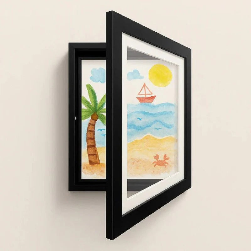 Kids A4 Artwork Display Frame with Storage - Holds Up to 150 Drawings - Perfect for Organizing Children's Art