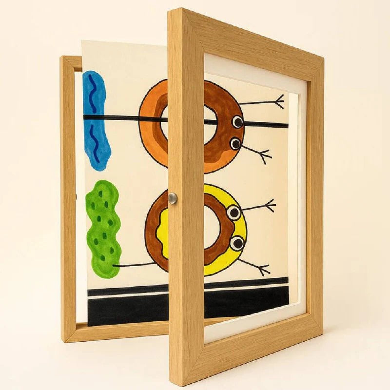Kids A4 Artwork Display Frame with Storage - Holds Up to 150 Drawings - Perfect for Organizing Children's Art