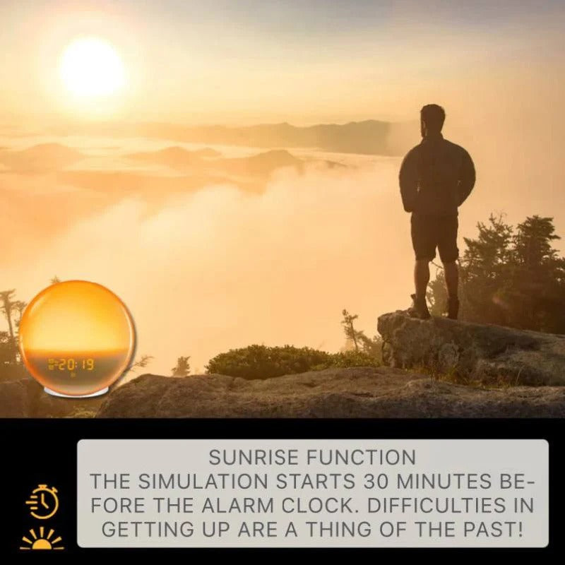 Smart Sunrise & Sunset Simulation Alarm Clock with Bluetooth, FM Radio, and App Control - Wake Up Naturally!