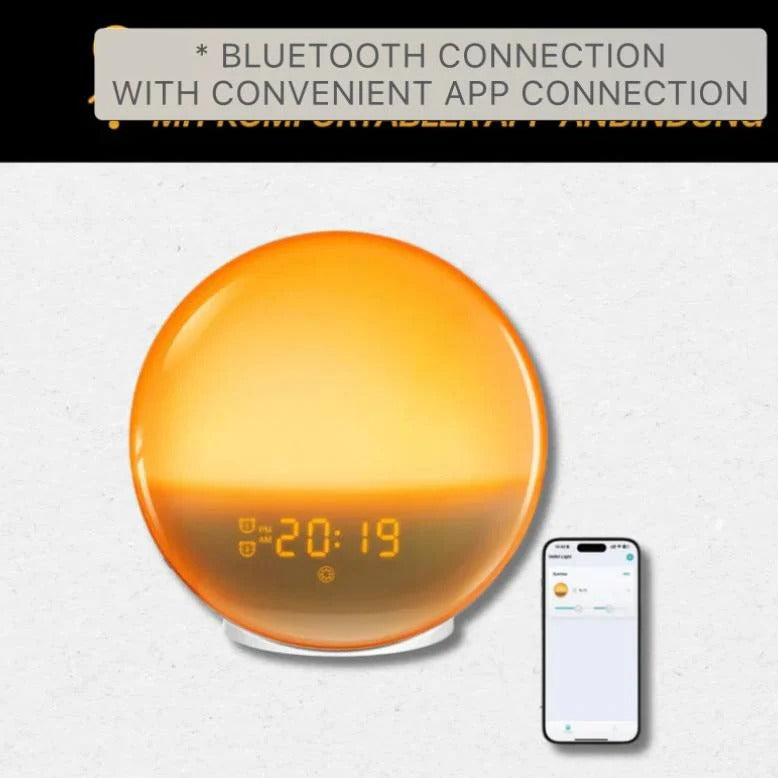 Smart Sunrise & Sunset Simulation Alarm Clock with Bluetooth, FM Radio, and App Control - Wake Up Naturally!