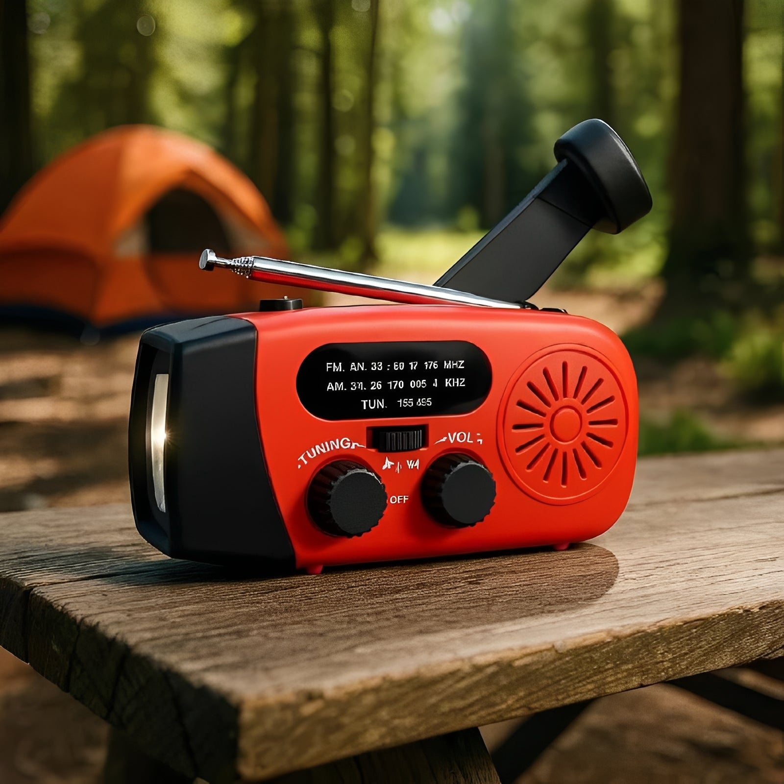 Hand Crank Emergency Radio - AM/FM/WB Bands, LED Flashlight, Rechargeable Battery & SOS Alarm - Ideal for Camping, Hiking & Emergency Preparedness