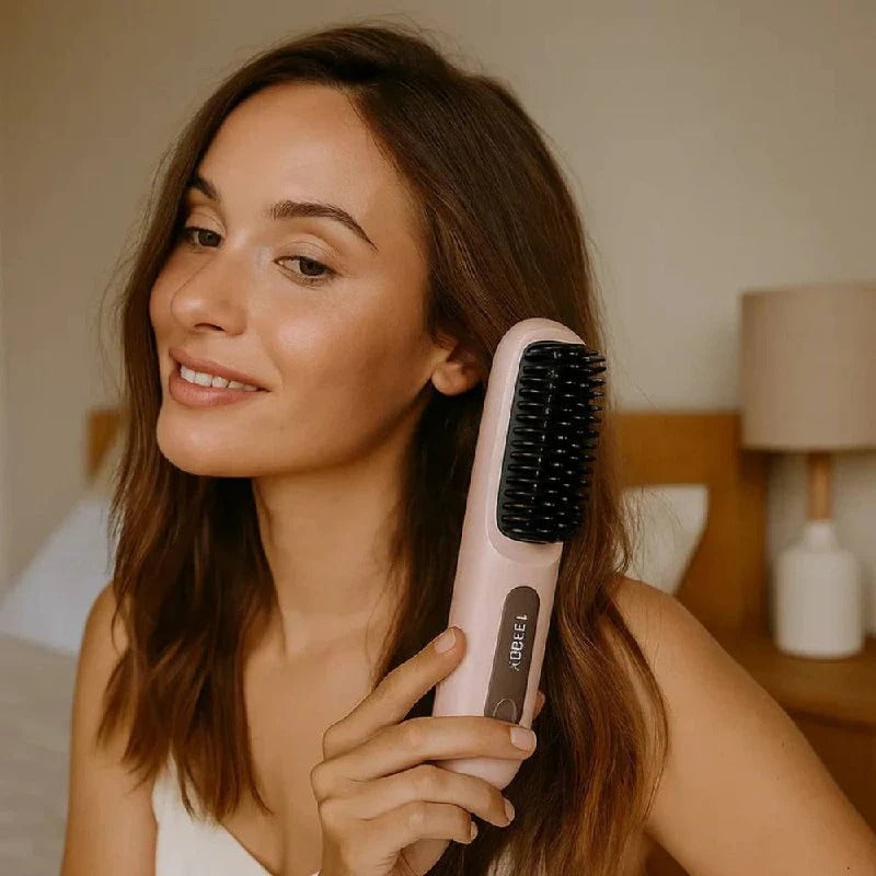 Ceramic Electric Hair Straightening Brush - Anti-Frizz Technology for Quick & Gentle Styling | Perfect for All Hair Types