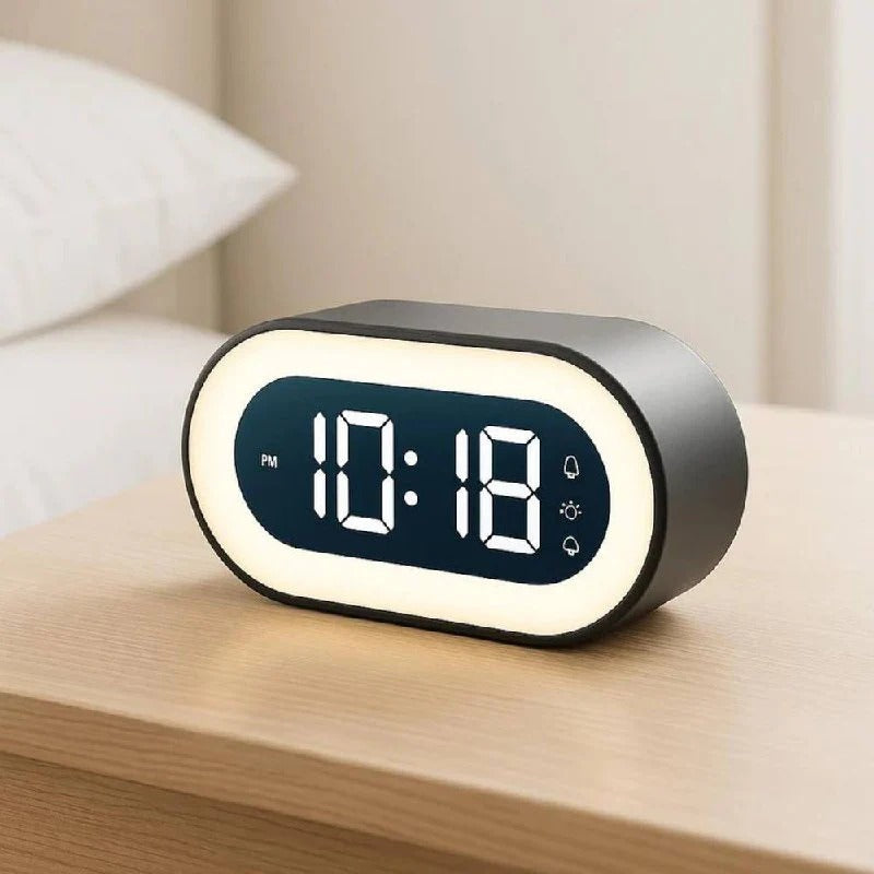 Dimmable LED Bedside Clock with Music Alarm, Adjustable Night Light & Digital Display - Perfect for Bedrooms