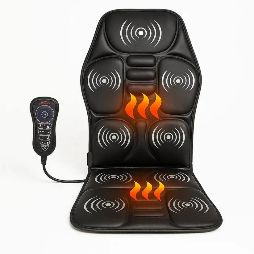 Vibrating Massage Seat Cushion with Heat & Remote Control - Ultimate Back, Neck & Hip Relief
