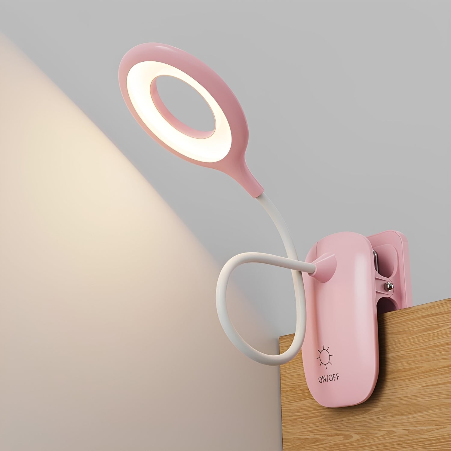 Dimmable USB Rechargeable Clip-On Gooseneck LED Reading Light for Desk Use - Flexible Arm, Perfect for Books & Laptops
