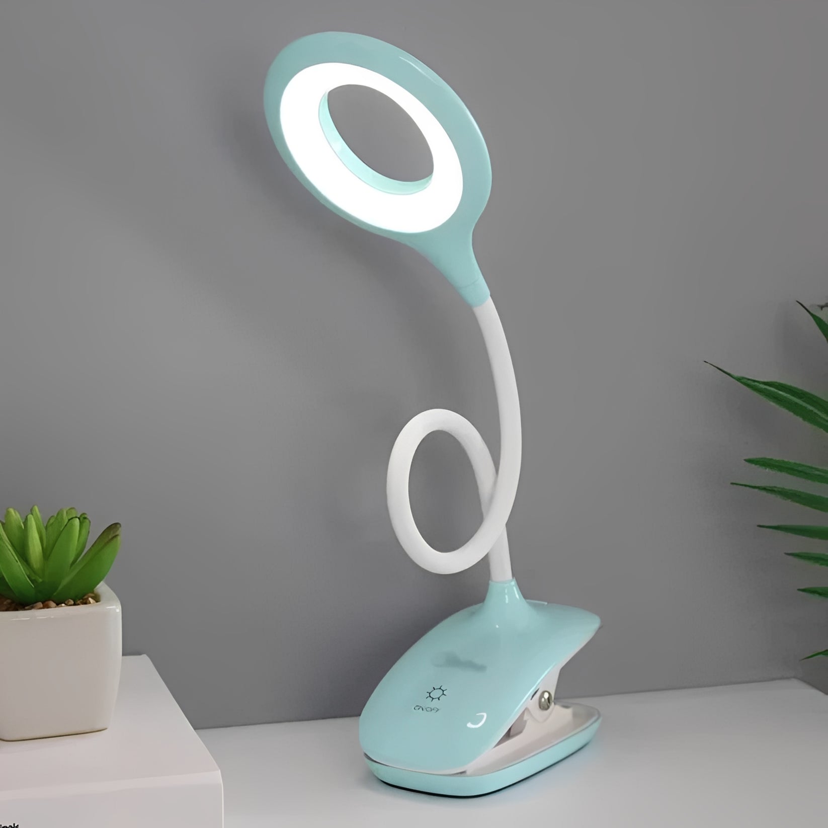 Dimmable USB Rechargeable Clip-On Gooseneck LED Reading Light for Desk Use - Flexible Arm, Perfect for Books & Laptops