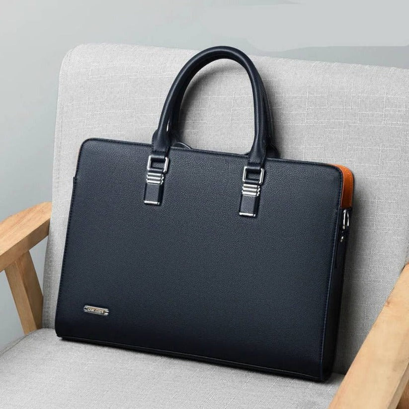 Men's Leather Laptop Shoulder Bag - Fits 14-15 Inch Laptops, Stylish & Durable Design