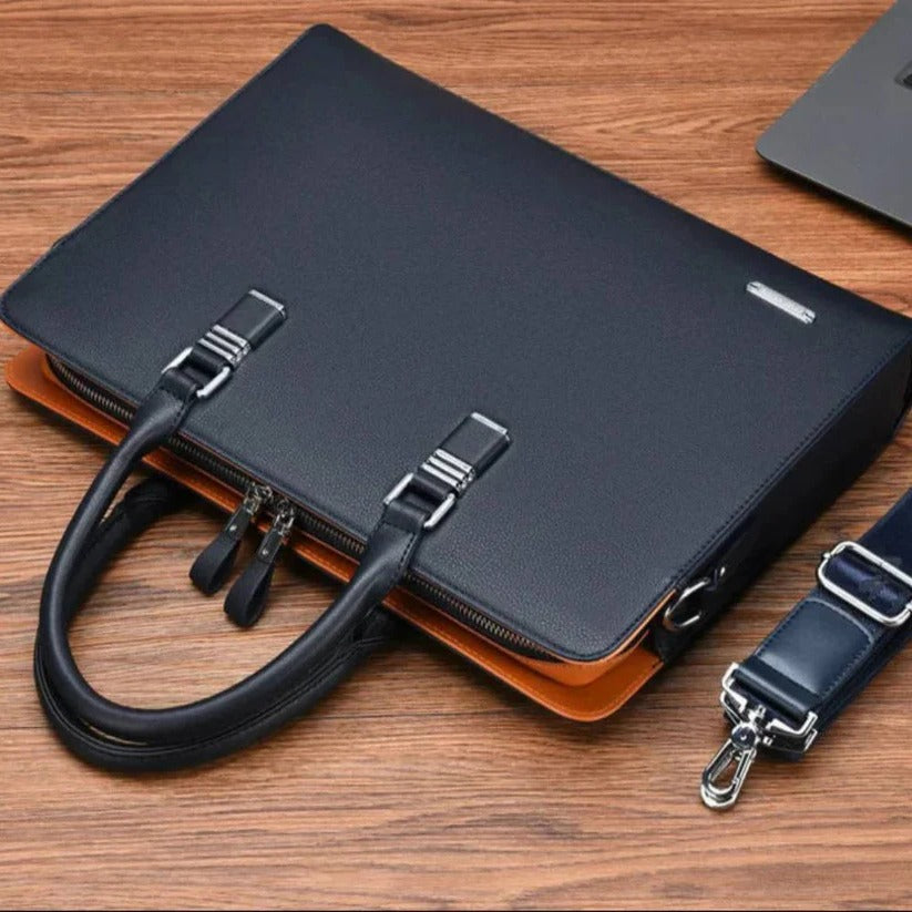 Men's Leather Laptop Shoulder Bag - Fits 14-15 Inch Laptops, Stylish & Durable Design