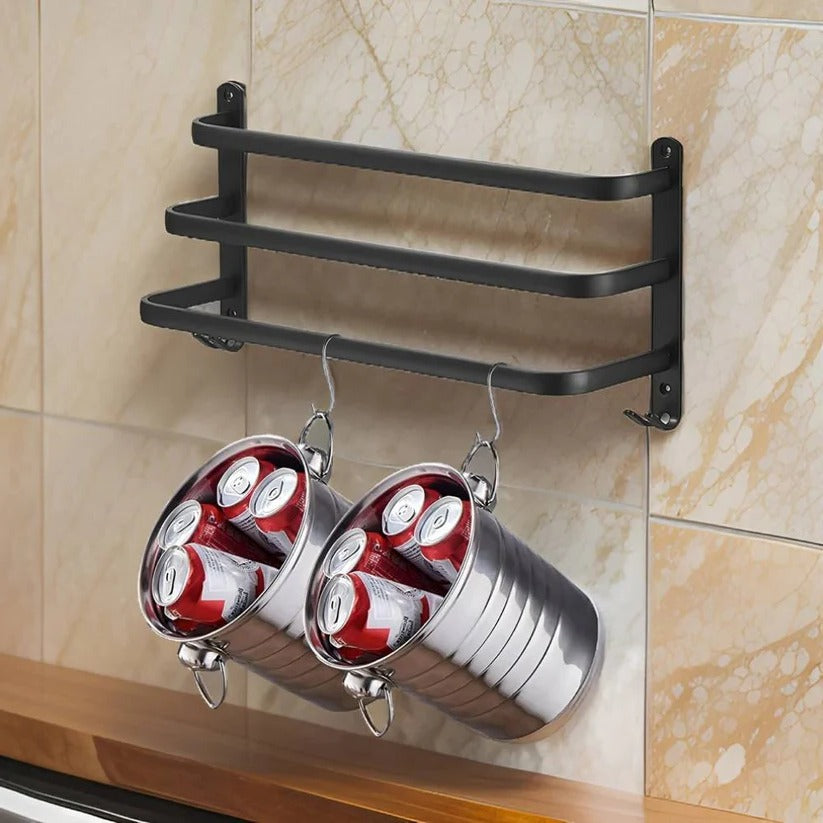 Stylish Layered Aluminum Wall-Mounted Towel Rack - Space-Saving Bathroom Storage Solution