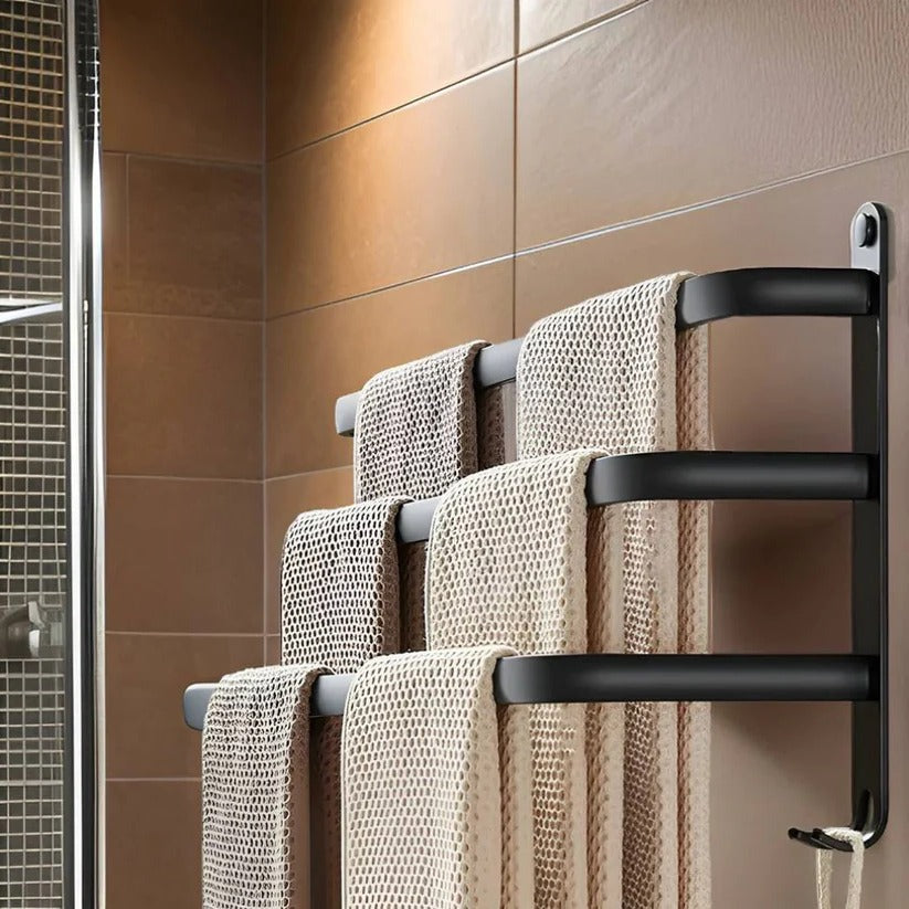 Stylish Layered Aluminum Wall-Mounted Towel Rack - Space-Saving Bathroom Storage Solution