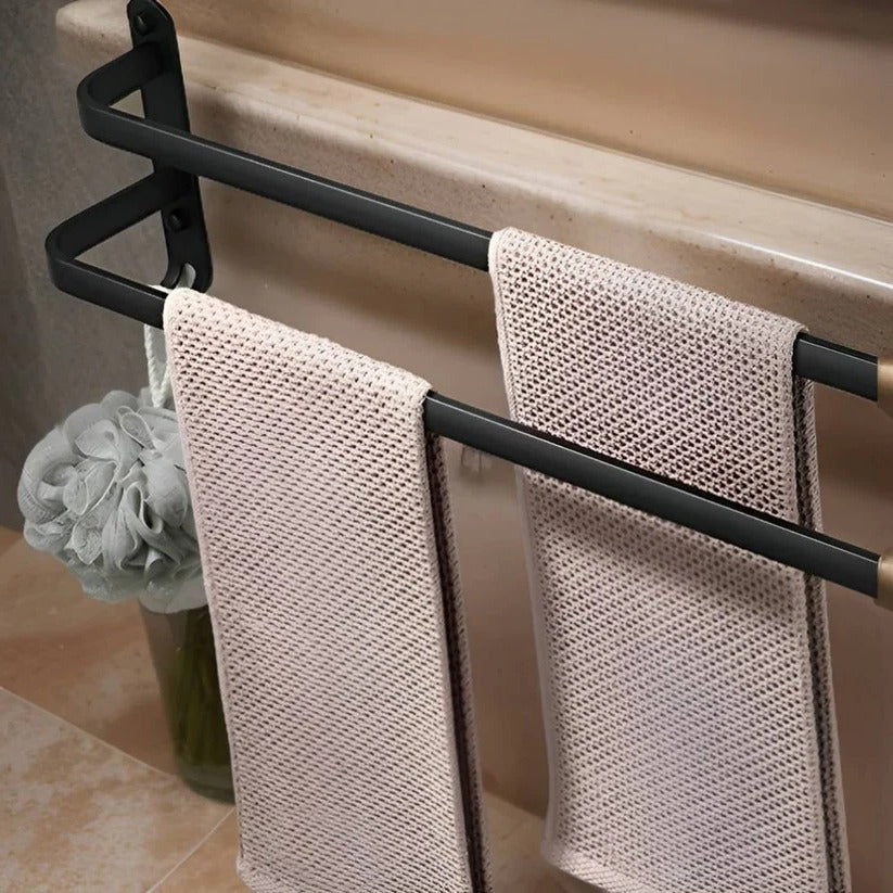 Stylish Layered Aluminum Wall-Mounted Towel Rack - Space-Saving Bathroom Storage Solution
