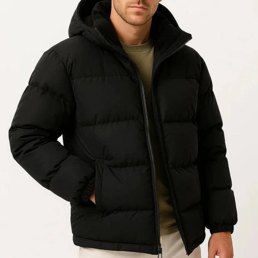 Men's Lightweight Hooded Puffer Jacket - Warm & Stylish Cold Weather Outerwear