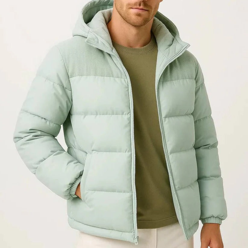 Men's Lightweight Hooded Puffer Jacket - Warm & Stylish Cold Weather Outerwear