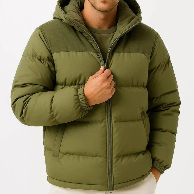 Men's Lightweight Hooded Puffer Jacket - Warm & Stylish Cold Weather Outerwear
