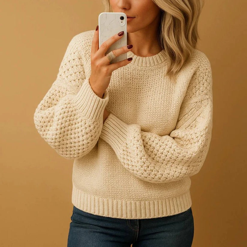 Women's Cozy Knit Sweater - Relaxed Fit for Autumn & Winter Comfort