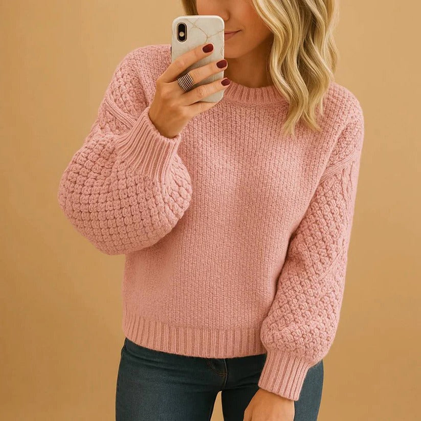 Women's Cozy Knit Sweater - Relaxed Fit for Autumn & Winter Comfort