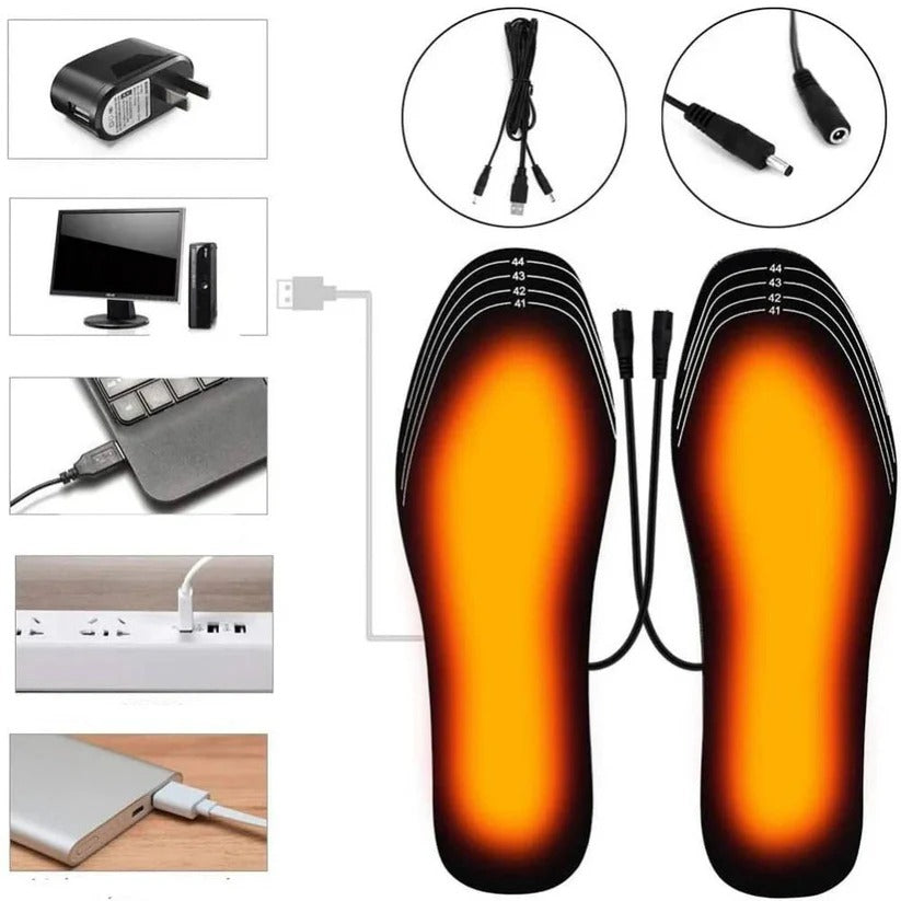 USB Rechargeable Heated Insoles - Ultimate Warmth & Comfort for Cold Weather Footwear