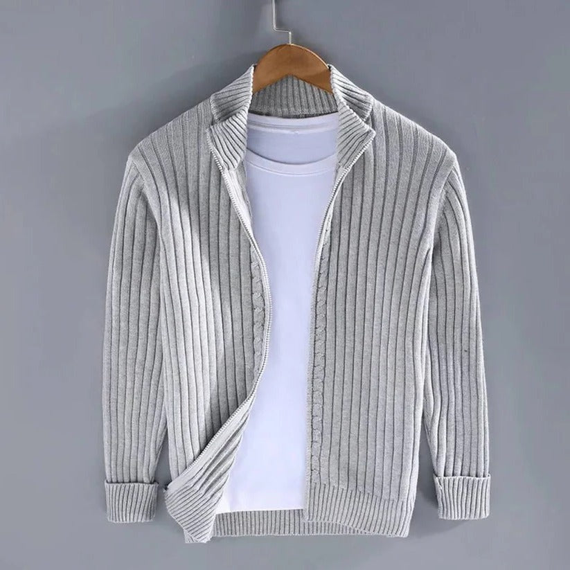Men's Zip-Up Knitted Cardigan Sweater - Cozy & Stylish Knitwear for Casual & Formal Wear