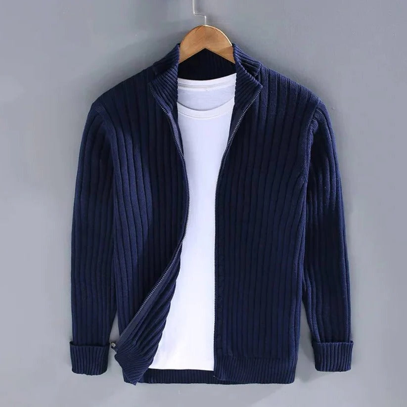 Men's Zip-Up Knitted Cardigan Sweater - Cozy & Stylish Knitwear for Casual & Formal Wear